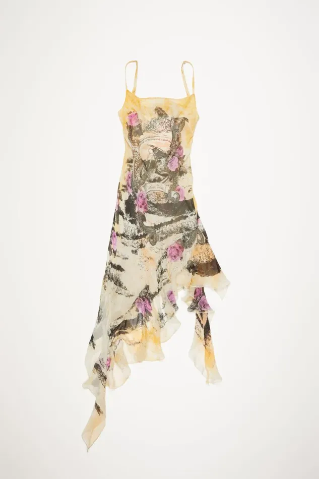 Women Printed Strap Dress Multi Yellow Acne Studios Dresses