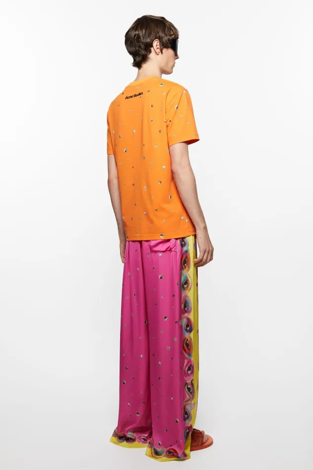 Women Printed Tshirt Bright Orange Acne Studios Tshirts