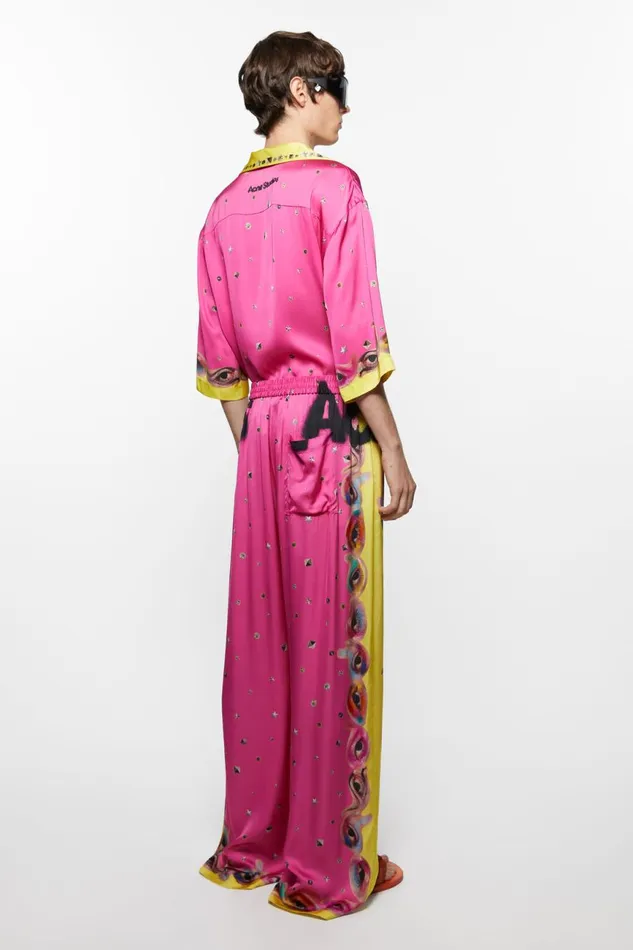Women Printed Trousers Fuchsia Pink Acne Studios Trousers