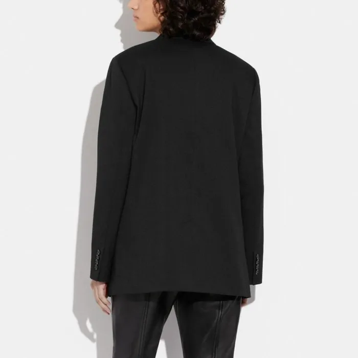 Women Relaxed Blazer With Signature Lining Black Coach Jackets and Outerwear Women Relaxed Blazer With Signature Lining Black Coach Jackets and Outerwear