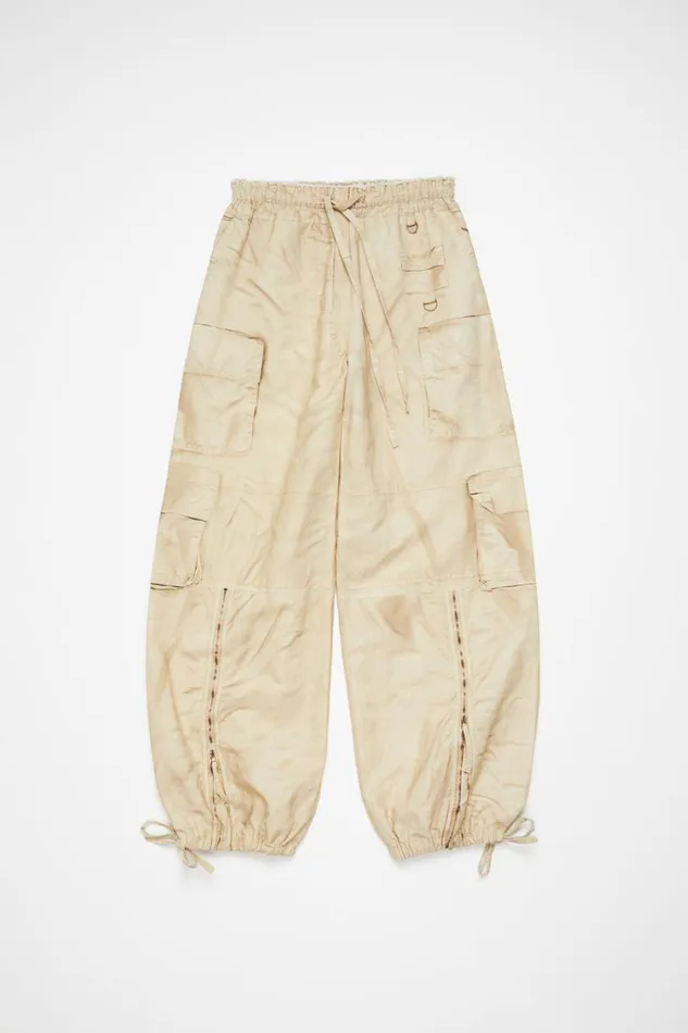 Women Relaxed Fit Printed Trousers Oat Beige Acne Studios Trousers