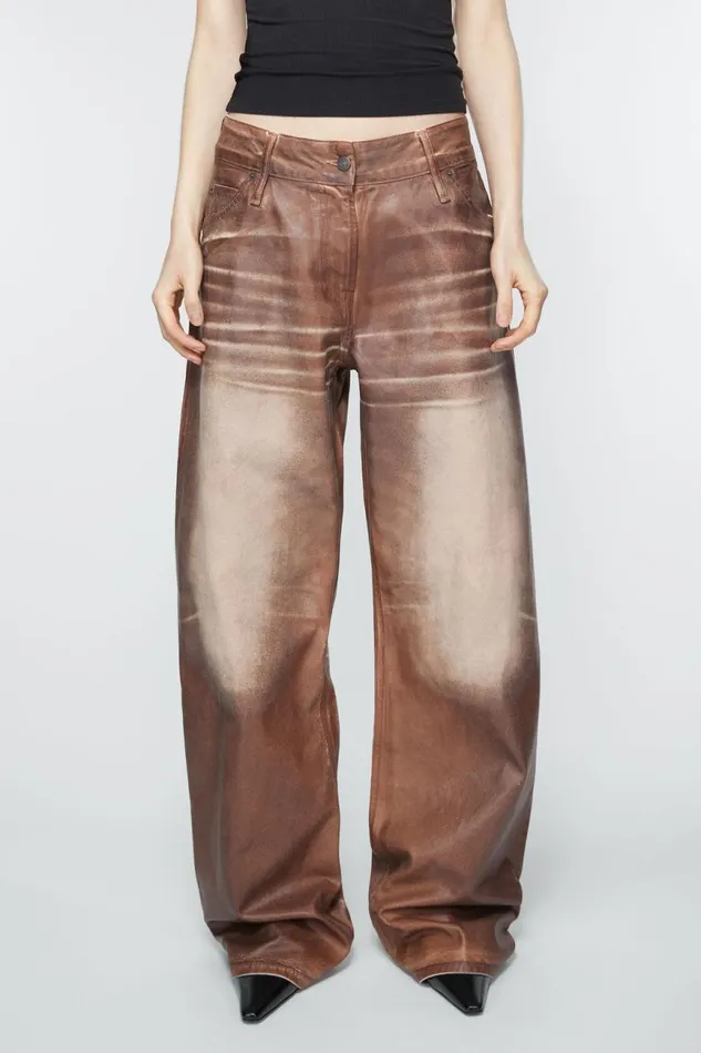 Women Relaxed Fit Waxed Jeans Caramelwhite Acne Studios Jeans