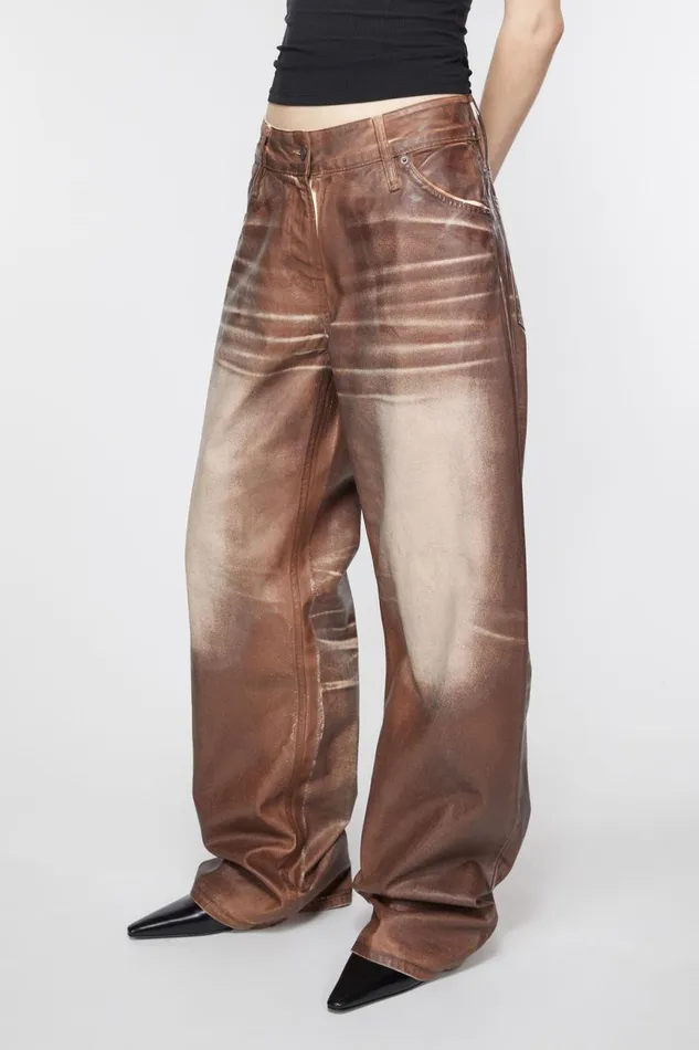 Women Relaxed Fit Waxed Jeans Caramelwhite Acne Studios Jeans