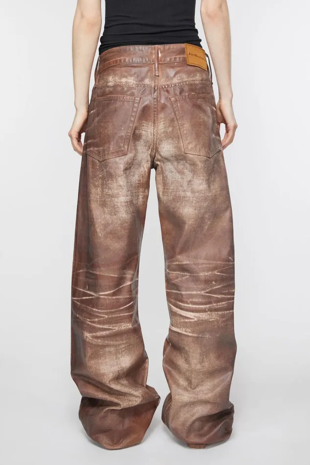 Women Relaxed Fit Waxed Jeans Caramelwhite Acne Studios Jeans