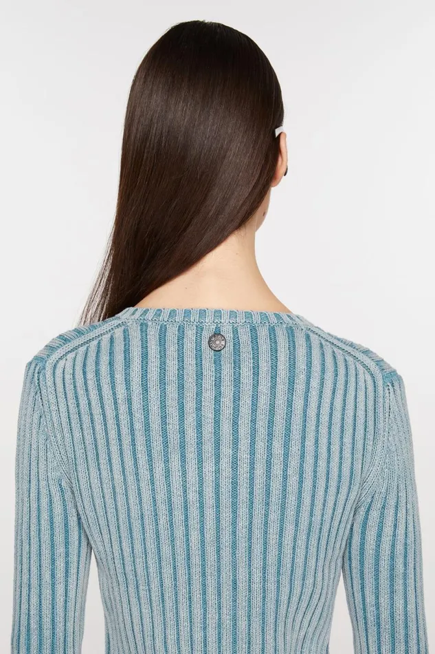 Women Ribbed Zip Cardigan Dusty Blue Acne Studios Knitwear