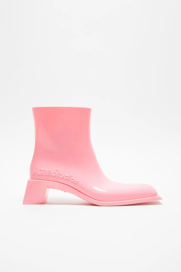 Women Rubber Ankle Boots Pale Pink Acne Studios Shoes