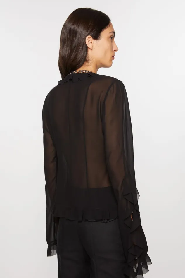 Women Ruffle Blouse Black Acne Studios Shirts and Blouses