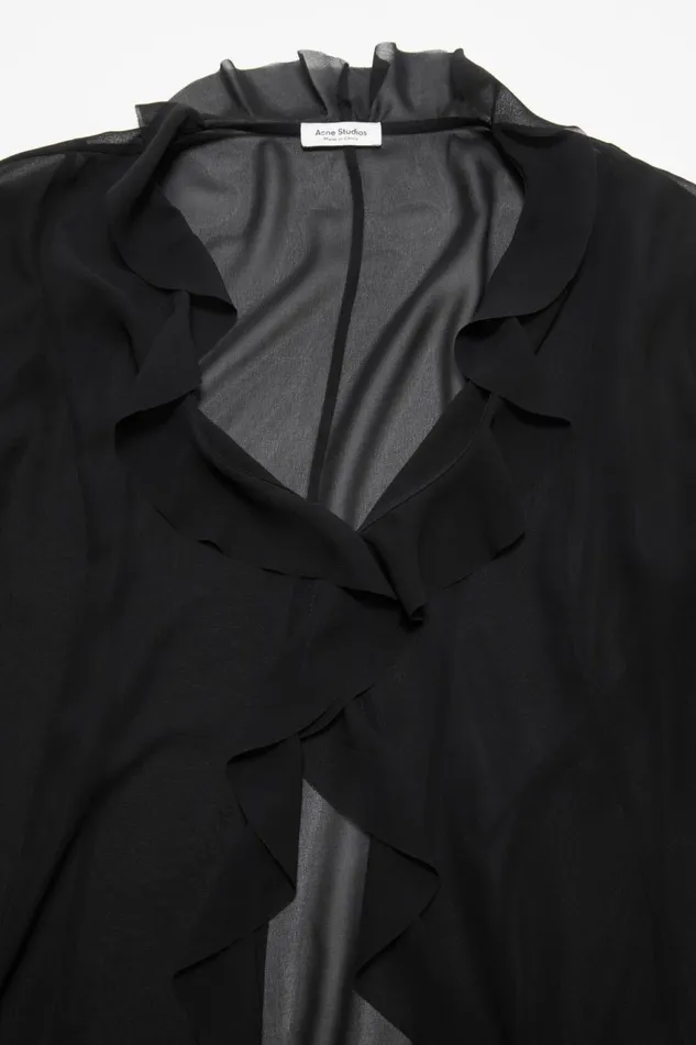 Women Ruffle Blouse Black Acne Studios Shirts and Blouses
