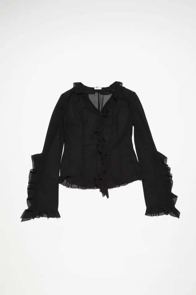 Women Ruffle Blouse Black Acne Studios Shirts and Blouses