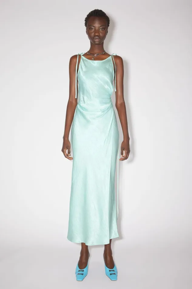 Women Satin Wrap Dress Spearmint Green Acne Studios Dresses