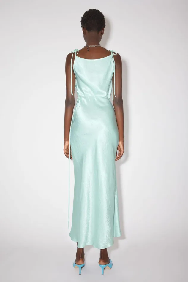 Women Satin Wrap Dress Spearmint Green Acne Studios Dresses