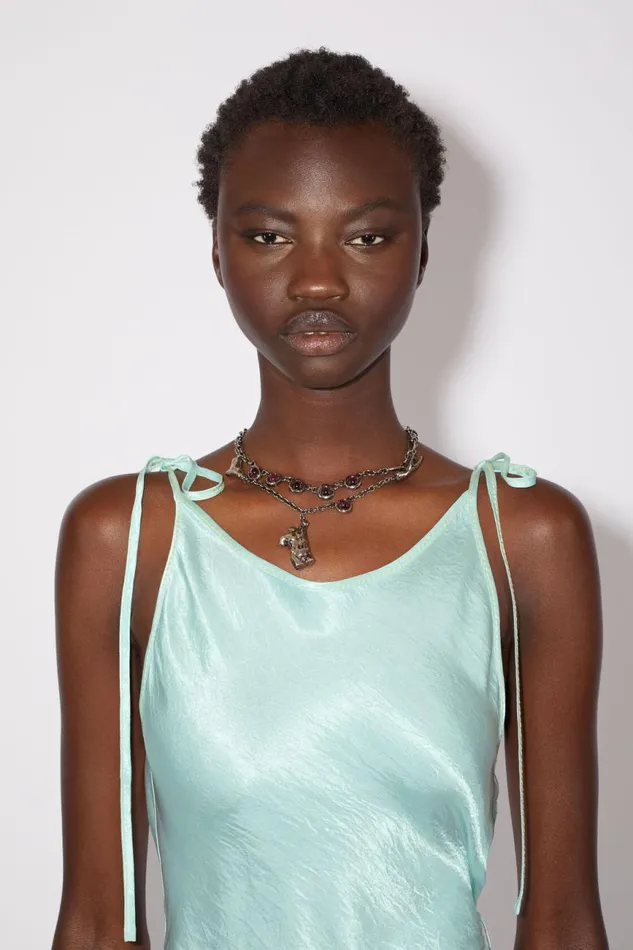 Women Satin Wrap Dress Spearmint Green Acne Studios Dresses