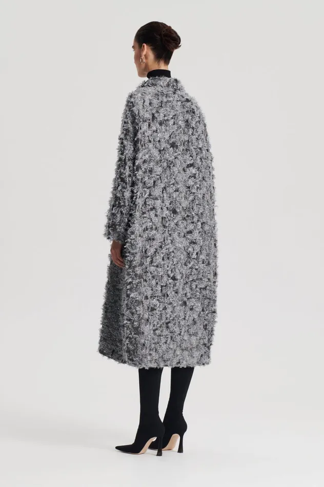 Women Scanlan Theodore Coats TINSEL FRINGE COAT Darksilver Women Scanlan Theodore Coats TINSEL FRINGE COAT Darksilver