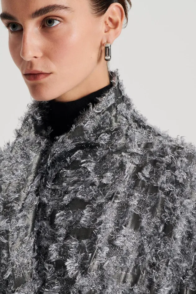 Women Scanlan Theodore Coats TINSEL FRINGE COAT Darksilver Women Scanlan Theodore Coats TINSEL FRINGE COAT Darksilver