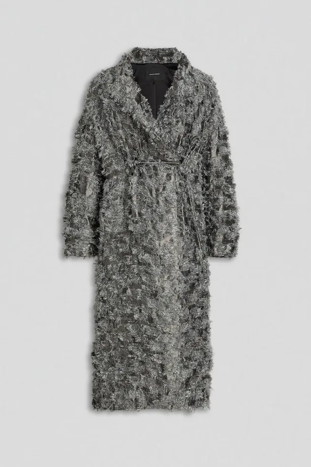 Women Scanlan Theodore Coats TINSEL FRINGE COAT Darksilver Women Scanlan Theodore Coats TINSEL FRINGE COAT Darksilver