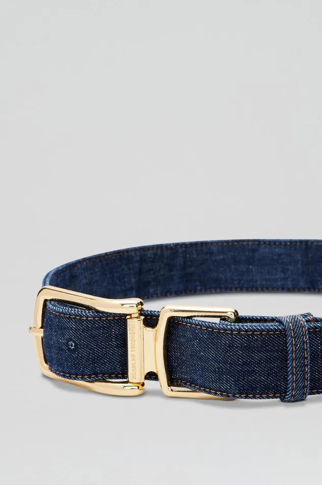 Women Scanlan Theodore Denim DENIM GOLD BUCKLE BELT Indigob Women Scanlan Theodore Denim DENIM GOLD BUCKLE BELT Indigob