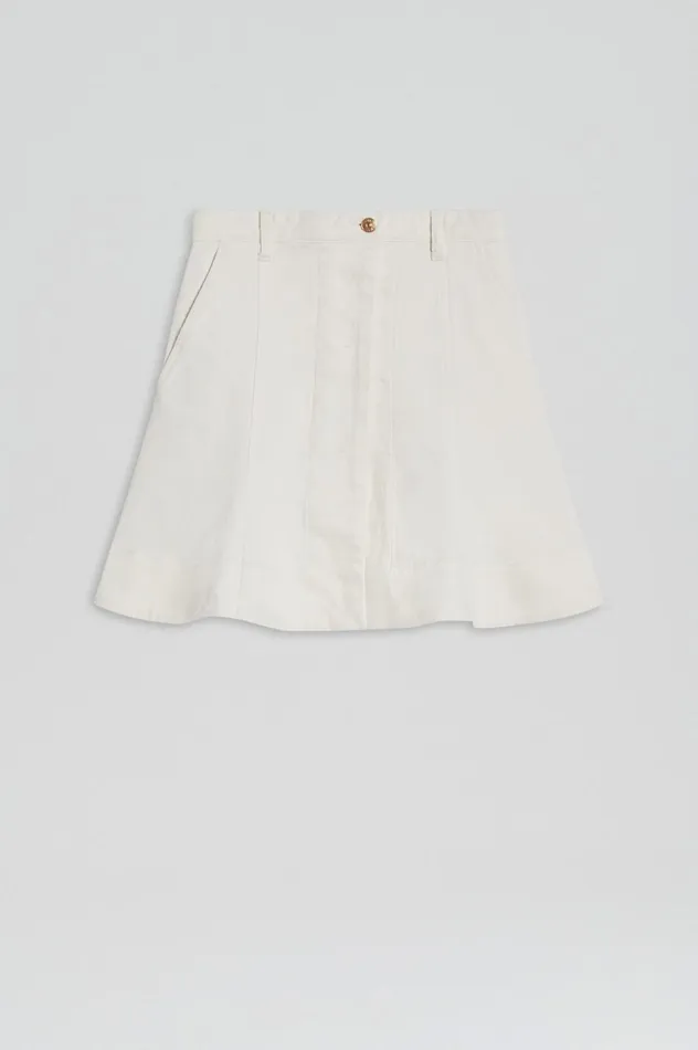 Women Scanlan Theodore Denim DENIM SKATER SKIRT Natural Women Scanlan Theodore Denim DENIM SKATER SKIRT Natural