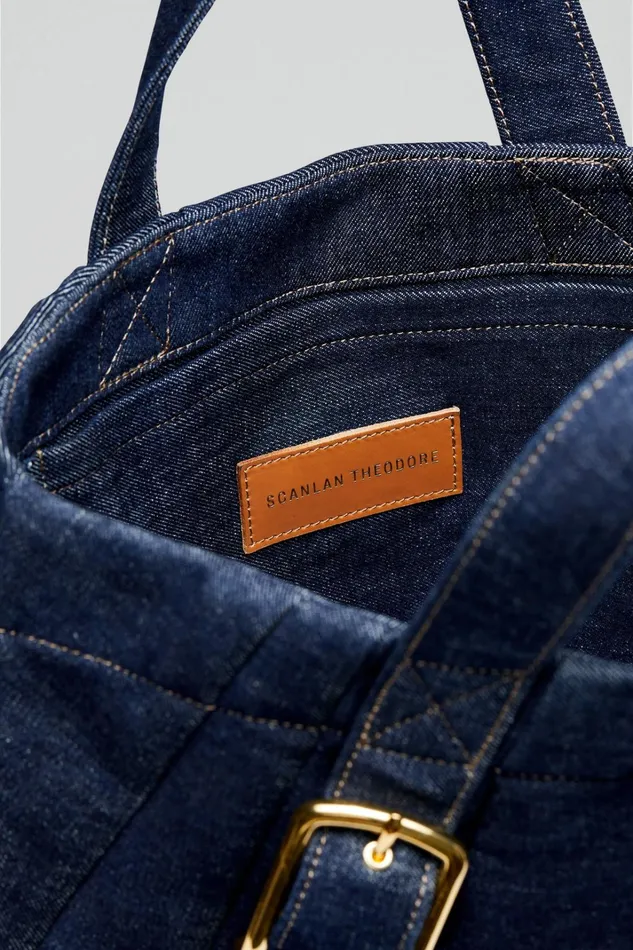 Women Scanlan Theodore Denim TAILORED DENIM TOTE Indigob Women Scanlan Theodore Denim TAILORED DENIM TOTE Indigob