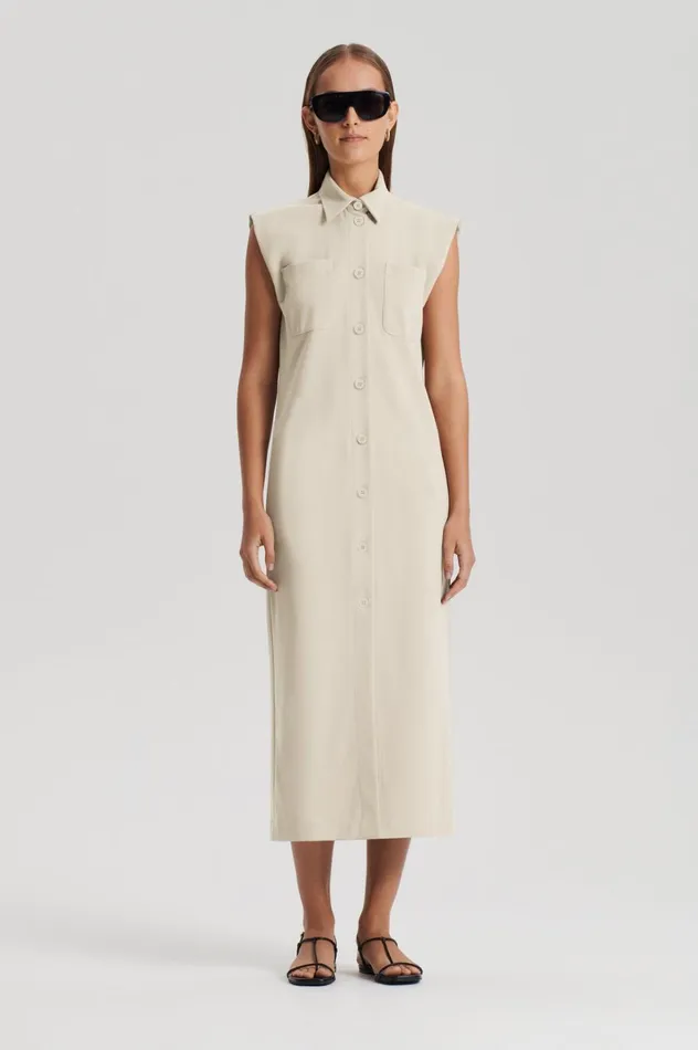 Women Scanlan Theodore Dresses ITALIAN PATCH POCKET DRESS Nougat