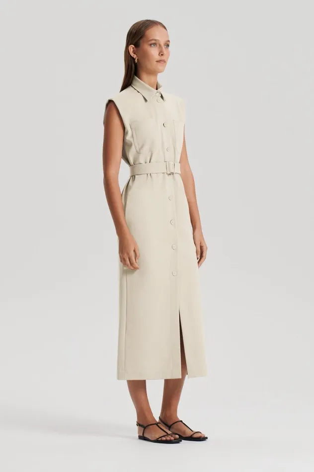 Women Scanlan Theodore Dresses ITALIAN PATCH POCKET DRESS Nougat Women Scanlan Theodore Dresses ITALIAN PATCH POCKET DRESS Nougat