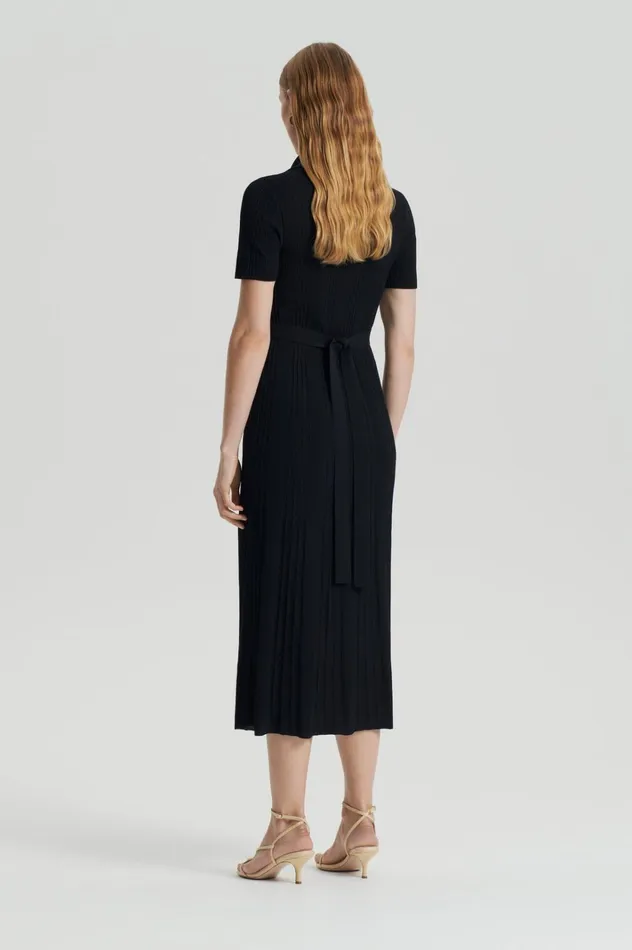 Women Scanlan Theodore Dresses PLEATED RIB PLACKET DRESS Black Women Scanlan Theodore Dresses PLEATED RIB PLACKET DRESS Black