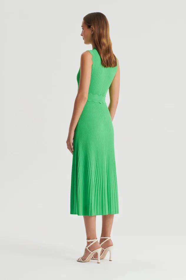 Women Scanlan Theodore Dresses PLEATED RIB SCALLOP TRIM DRESS Green