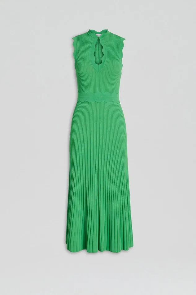 Women Scanlan Theodore Dresses PLEATED RIB SCALLOP TRIM DRESS Green