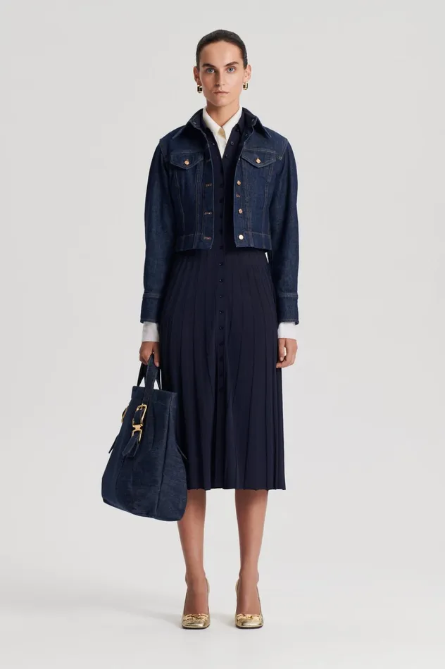 Women Scanlan Theodore Dresses PLEATED RIB SHIRT DRESS Navy Women Scanlan Theodore Dresses PLEATED RIB SHIRT DRESS Navy