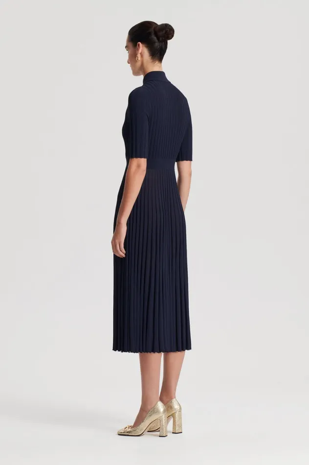 Women Scanlan Theodore Dresses PLEATED RIB SHIRT DRESS Navy Women Scanlan Theodore Dresses PLEATED RIB SHIRT DRESS Navy