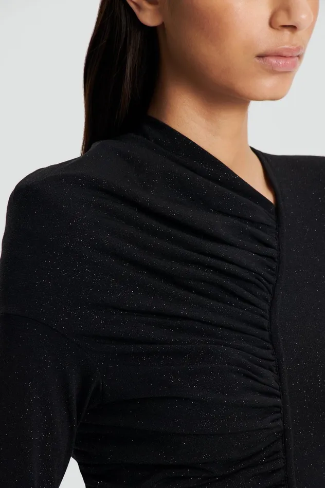 Women Scanlan Theodore Dresses TINSEL DRAPE GOWN Black Women Scanlan Theodore Dresses TINSEL DRAPE GOWN Black