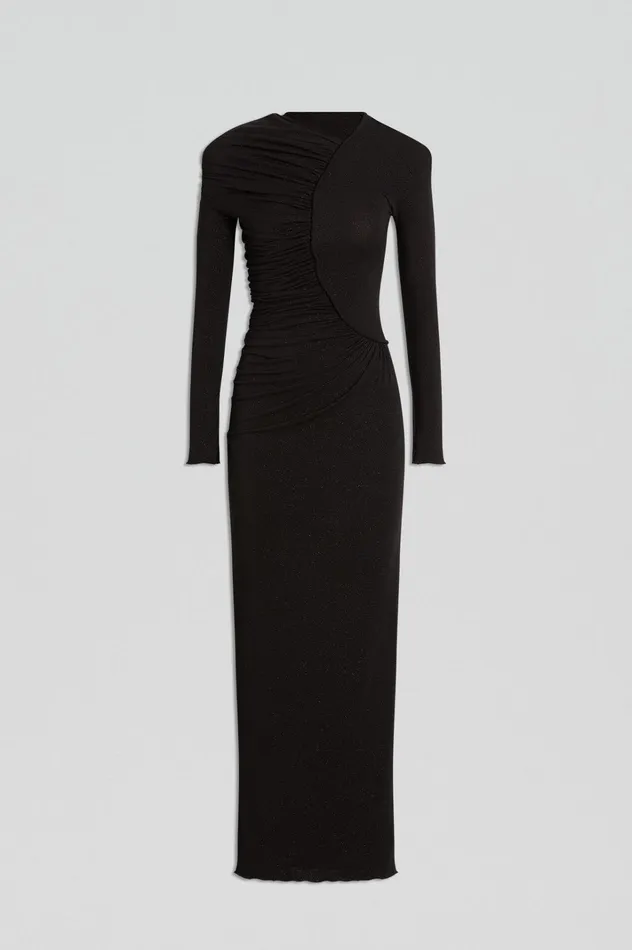 Women Scanlan Theodore Dresses TINSEL DRAPE GOWN Black Women Scanlan Theodore Dresses TINSEL DRAPE GOWN Black