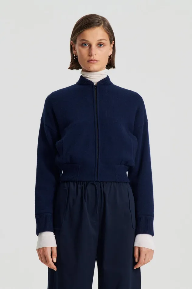 Women Scanlan Theodore Jackets CASHMERE BOMBER Navy X Women Scanlan Theodore Jackets CASHMERE BOMBER Navy X