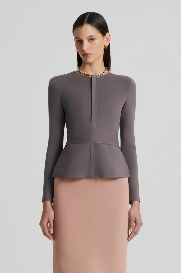 Women Scanlan Theodore Jackets CREPE KNIT CURVED HEM JACKET Torba Women Scanlan Theodore Jackets CREPE KNIT CURVED HEM JACKET Torba