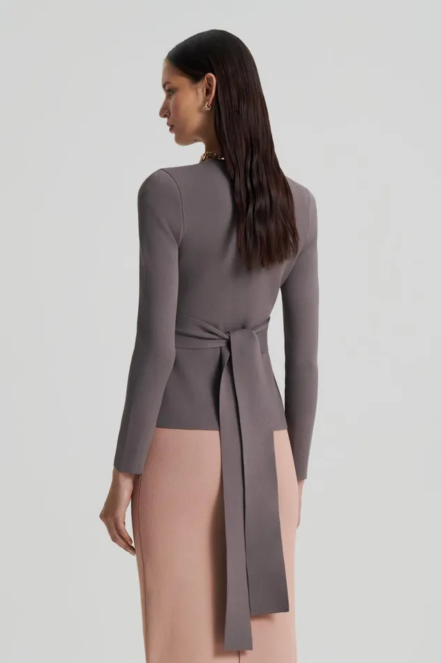 Women Scanlan Theodore Jackets CREPE KNIT CURVED HEM JACKET Torba Women Scanlan Theodore Jackets CREPE KNIT CURVED HEM JACKET Torba