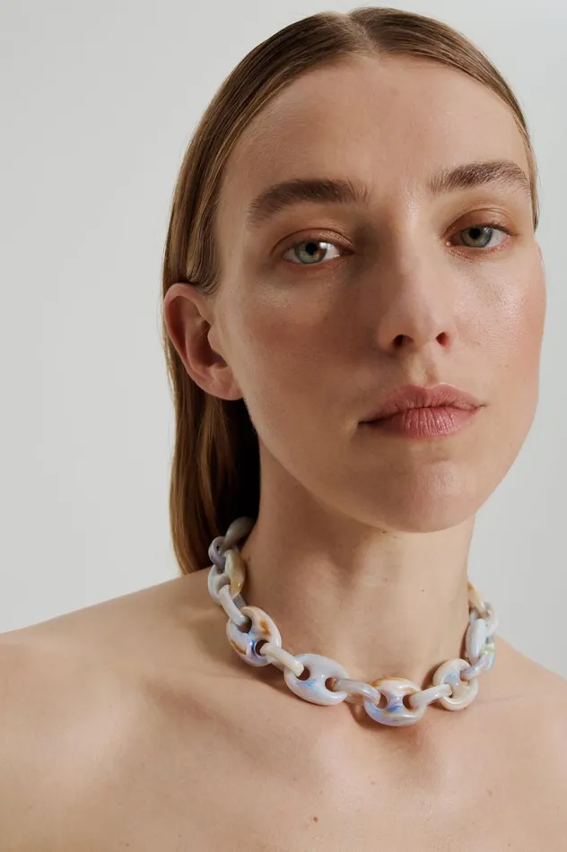 Women Scanlan Theodore Jewelry ITALIAN RESIN MARINER CHOKER Marble