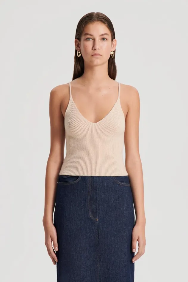 Women Scanlan Theodore Knitwear CASHMERE CAMISOLE Oat Women Scanlan Theodore Knitwear CASHMERE CAMISOLE Oat