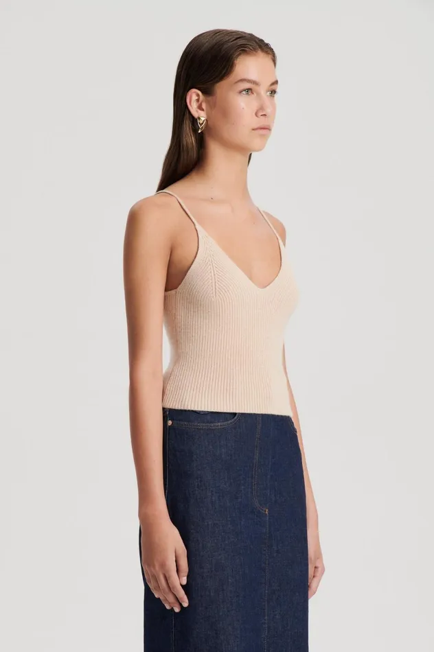 Women Scanlan Theodore Knitwear CASHMERE CAMISOLE Oat Women Scanlan Theodore Knitwear CASHMERE CAMISOLE Oat