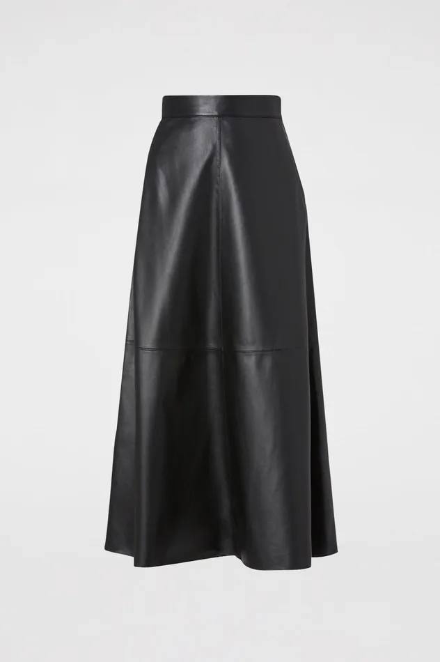 Women Scanlan Theodore Leather LEATHER LONG SKIRT Charcoal Women Scanlan Theodore Leather LEATHER LONG SKIRT Charcoal