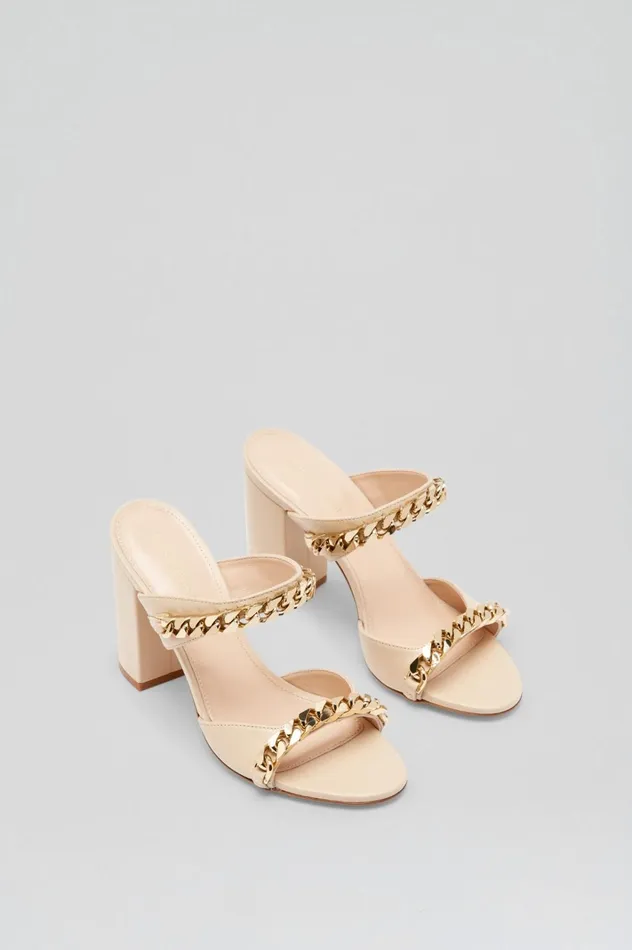 Women Scanlan Theodore Shoes SANDAL WITH CHAINS DETAIL 95 Nougat Women Scanlan Theodore Shoes SANDAL WITH CHAINS DETAIL 95 Nougat