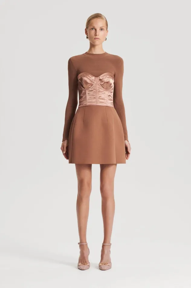 Women Scanlan Theodore Skirts CREPE KNIT PEPLUM SKIRT Spice