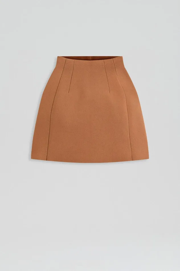 Women Scanlan Theodore Skirts CREPE KNIT PEPLUM SKIRT Spice
