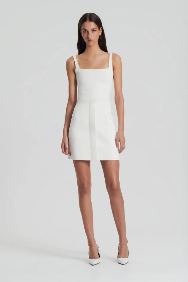 Women Scanlan Theodore Skirts CREPE KNIT POCKET MINI SKIRT Cream