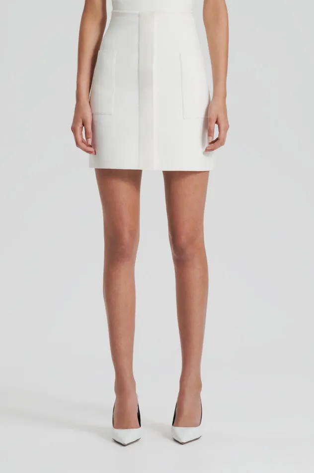 Women Scanlan Theodore Skirts CREPE KNIT POCKET MINI SKIRT Cream