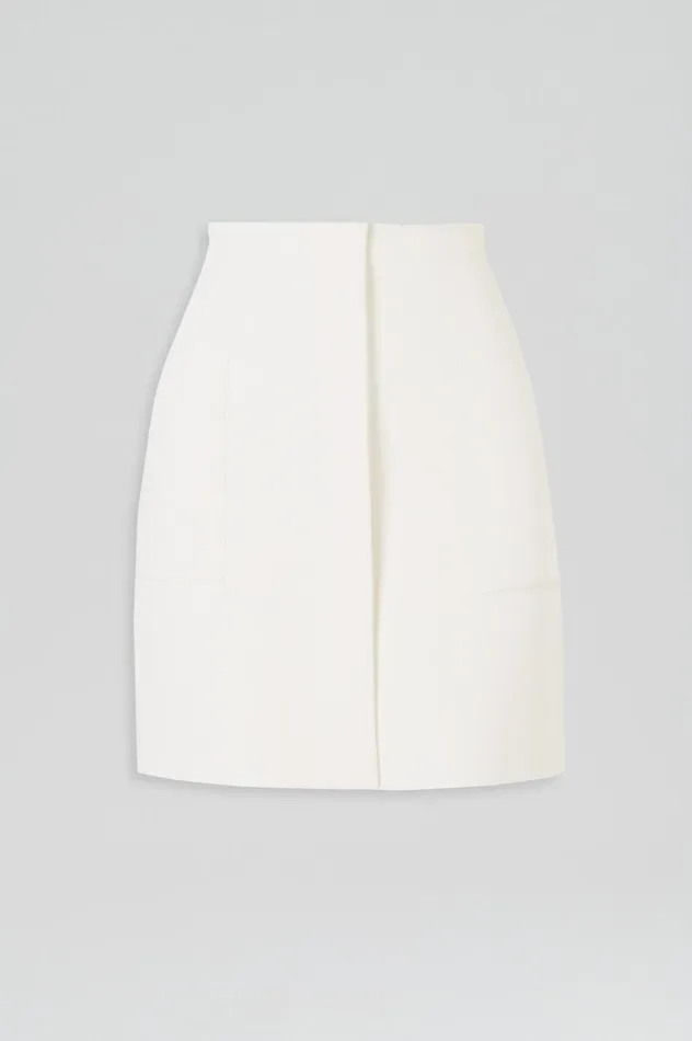 Women Scanlan Theodore Skirts CREPE KNIT POCKET MINI SKIRT Cream
