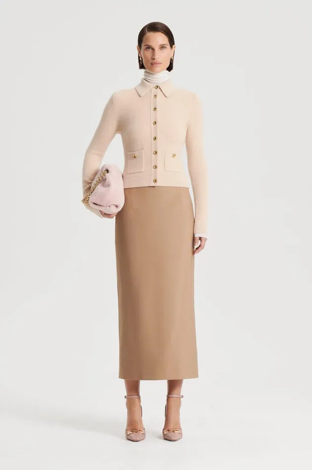 Women Scanlan Theodore Skirts MILANO PENCIL SKIRT Camel
