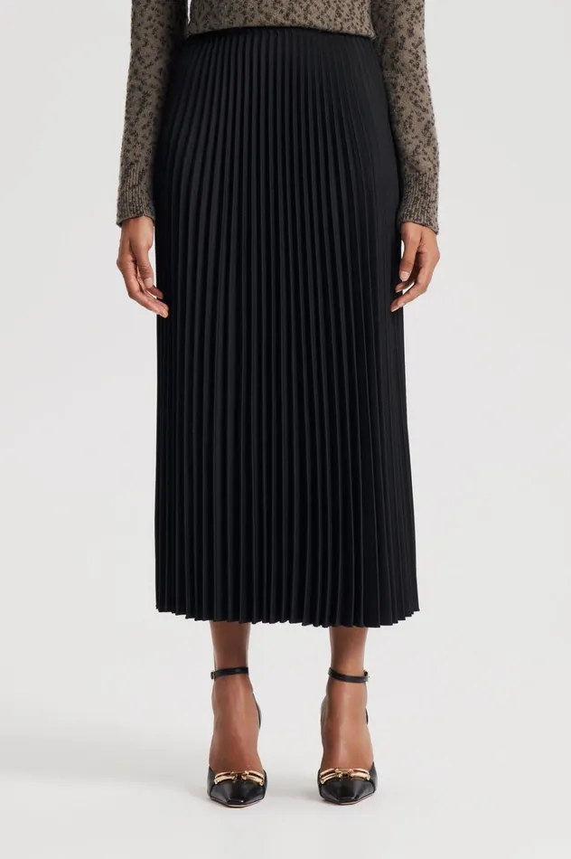 Women Scanlan Theodore Skirts TWILL PLEAT SKIRT Black Women Scanlan Theodore Skirts TWILL PLEAT SKIRT Black
