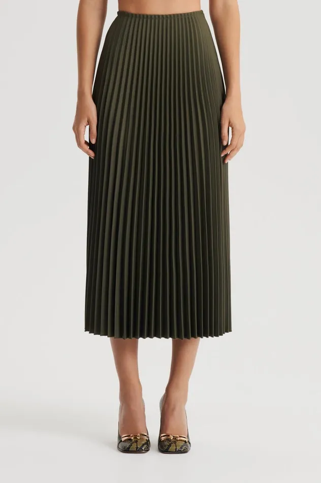 Women Scanlan Theodore Skirts TWILL PLEAT SKIRT Jungle Women Scanlan Theodore Skirts TWILL PLEAT SKIRT Jungle