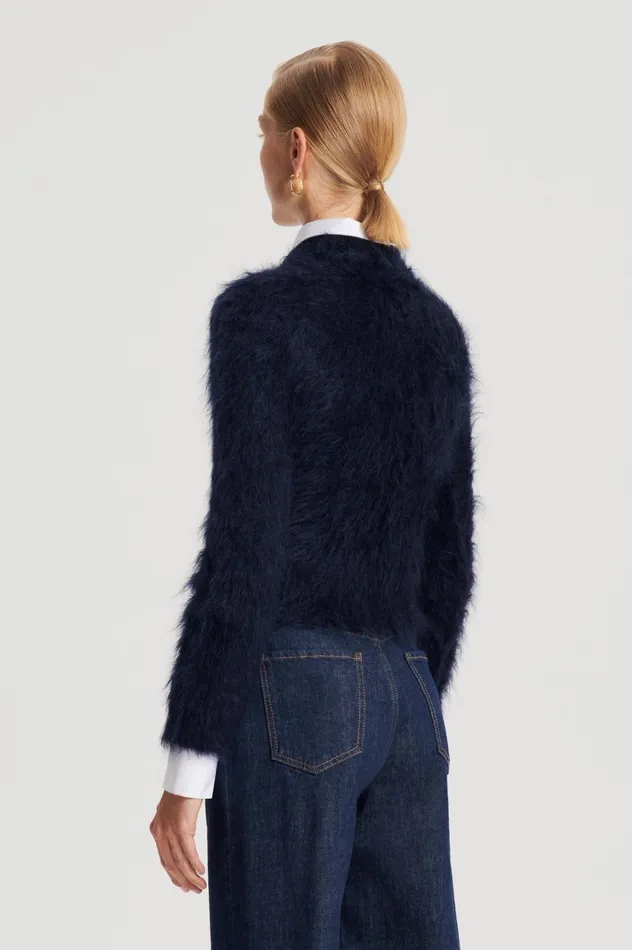 Women Scanlan Theodore Sweaters BRUSHED MOHAIR SLIM SWEATER Navy Women Scanlan Theodore Sweaters BRUSHED MOHAIR SLIM SWEATER Navy