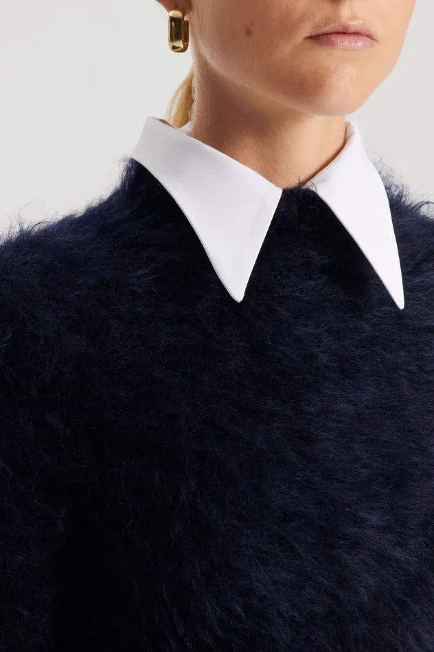 Women Scanlan Theodore Sweaters BRUSHED MOHAIR SLIM SWEATER Navy Women Scanlan Theodore Sweaters BRUSHED MOHAIR SLIM SWEATER Navy