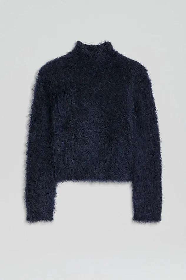 Women Scanlan Theodore Sweaters BRUSHED MOHAIR SLIM SWEATER Navy Women Scanlan Theodore Sweaters BRUSHED MOHAIR SLIM SWEATER Navy